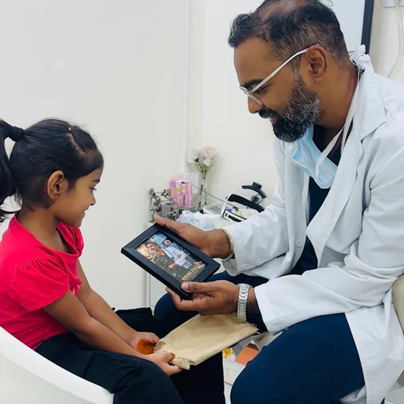Gentle pediatric ENT examination and consultation area